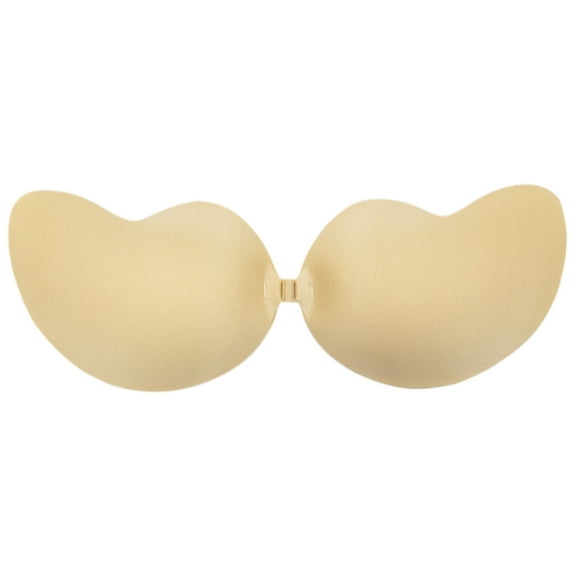 LELINTA Women's Strapless Push Up Invisible Sticky Bra Silicone Reusable Self Adhesive Backless Bra for Dress Halter, Upgrade style, Beige/ Black