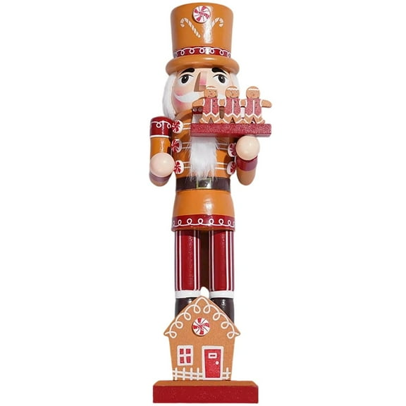 Gingerbread Man Nutcracker Christmas Wooden Nutcracker Soldier Figurine, Xmas Gingerbread Decorations Holiday Party Table Centerpiece Decor