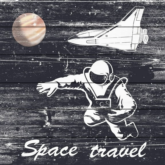 Space Travel I Painting Print on White Wood