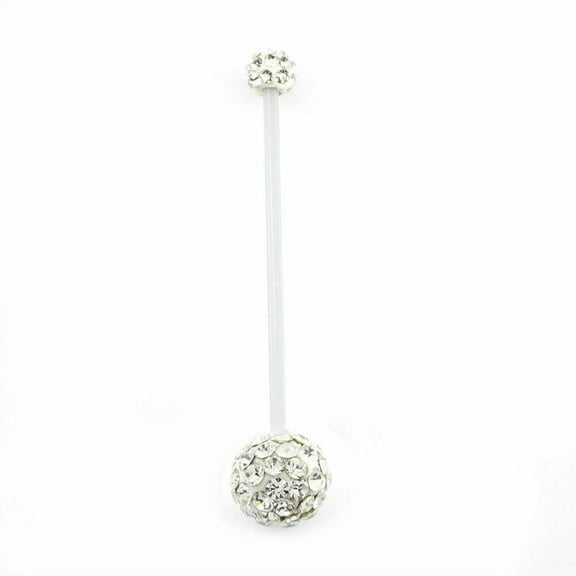 Maternity Belly Button Ring With Flexi Shaft and Ferido Disco Balls 14G