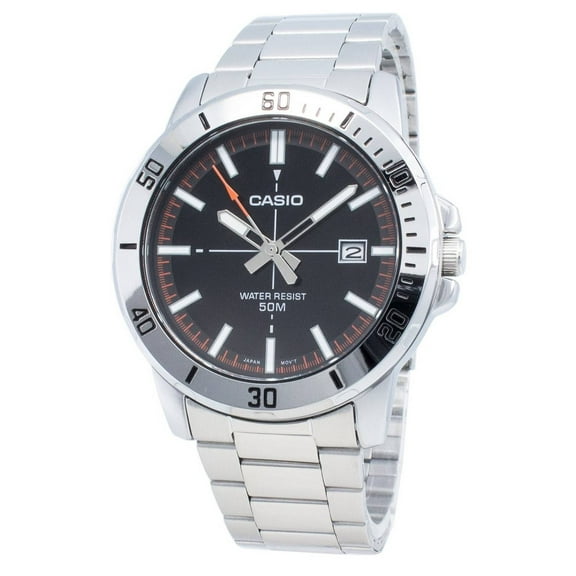 Casio Men's Quartz Black Dial Stainless Steel Watch MTPVD01D-1E2V