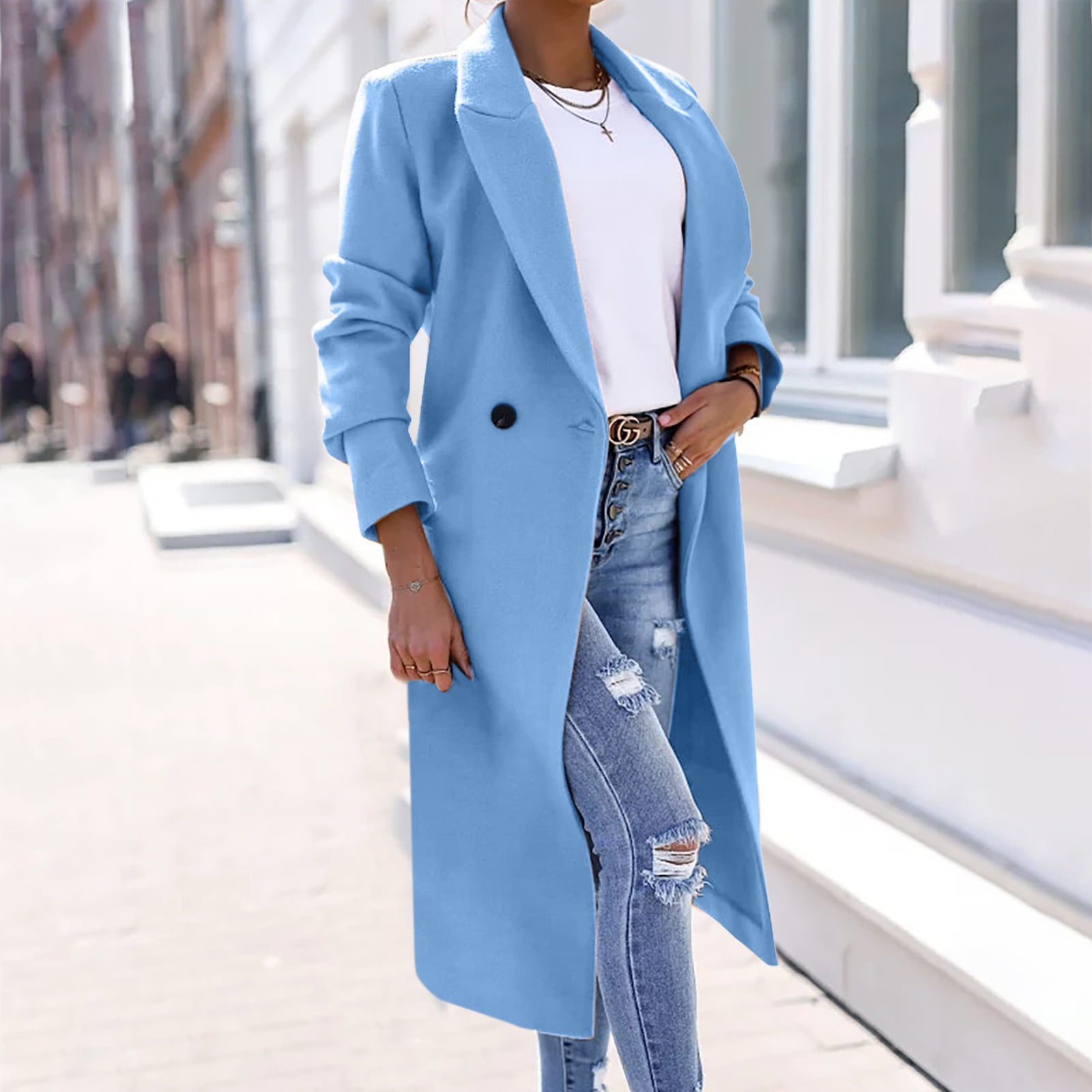 WEAIXIMIUNG Spring Jackets for Women 2024 Women's Wool Coat Blouse