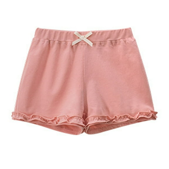WOYY Girls Ruffle French Terry Shorts Solid Plain Pull-On Active Shorts, Sizes 1-7