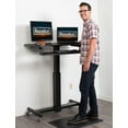 thumbnail image 3 of Rocelco 40" Height Adjustable Mobile Standing Desk - Sit Stand Home Office School Computer Workstation Riser - Dual Monitor Keyboard Tray Gas Spring Assist  (Black), 3 of 8