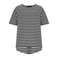 thumbnail image 5 of Miluxas Two Piece Stripe Pajamas Set Women Nightwear Short Sleeve Sleepwear Soft Side Split Loungewear Pjs Sets Black, 5 of 9