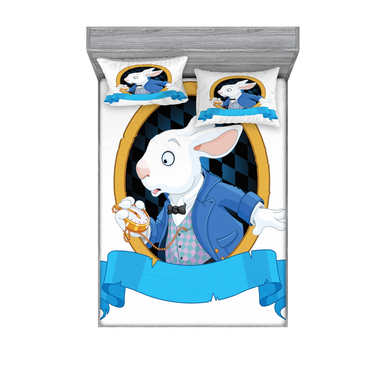 Alice In Wonderland Bedding Set With Sheet Covers Rabbit Pocket