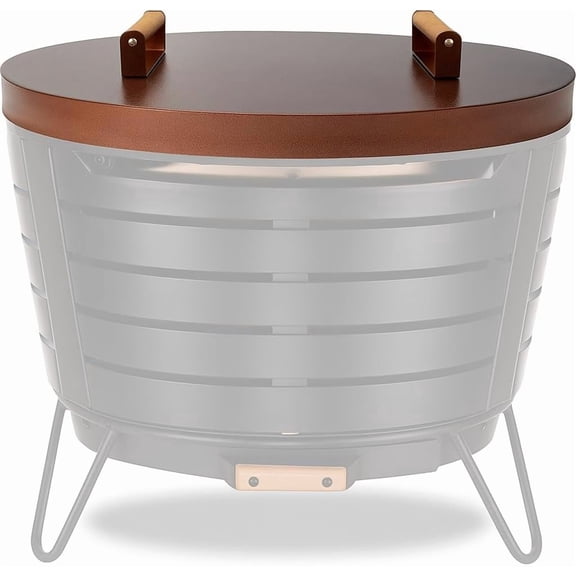 Febtech Solid Firepit Lid 25.5 Inch - Compatible with Fire Pit Inside up to 23" - with 2 Wooden Handles