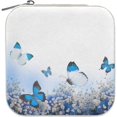 thumbnail image 2 of Coolnut Travel Jewelry Box Blue Hydrangeas Butterfly PU Leather Jewelry case Small Portable Jewelry Organizer Box for Rings Earrings Necklaces Bracelets(White) Women Gifts, 2 of 7
