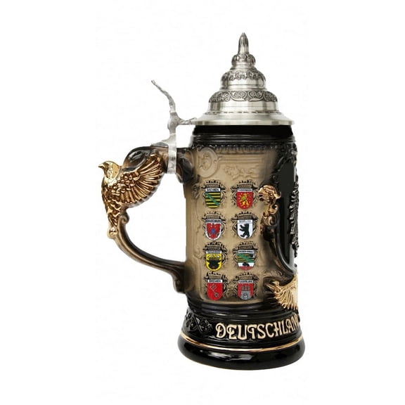 German Beer Stein Germany with state coat of Arms Stein 0.75 liter tankard, beer mug
