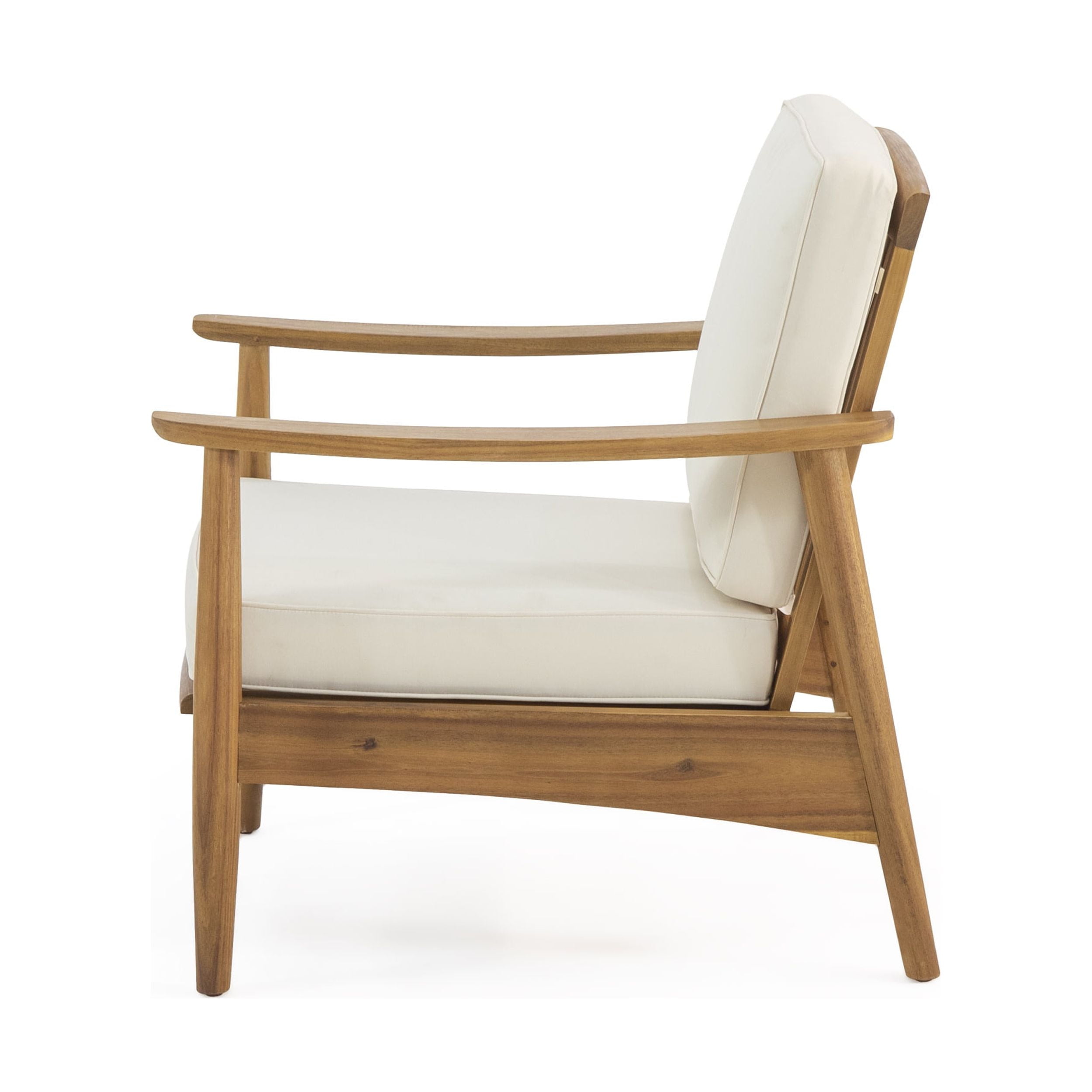 Greta Acacia Wood Outdoor Club Chair, Teak and Beige