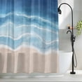 thumbnail image 2 of Navy Blue Coastal Small Stall Shower Curtain, Waterproof Shower Curtains for Bathroom, Waves Summer Beach Ocean Sea Washable Fabric Cloth Bath Curtain for Bathtub Decoration with Hooks 36x72 Inches, 2 of 9