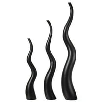 Tall Animal Horn Shape Floor Vase: Elegant Ceramic Black Accent for Entryway, Dining, or Living Room Decor - Distinctive Antler Design, Elegance, and Nature-Inspired Charm to Your Home, Set of 3