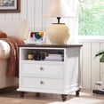 thumbnail image 7 of 24" Wide Farmhouse Nightstand with Charging Station, End Table with 2 Drawers, White Wood Dresser for Bedroom Cabinet, Bed Side Table Chest of Drawers, Night Stand for Living Room, Closet, 7 of 7