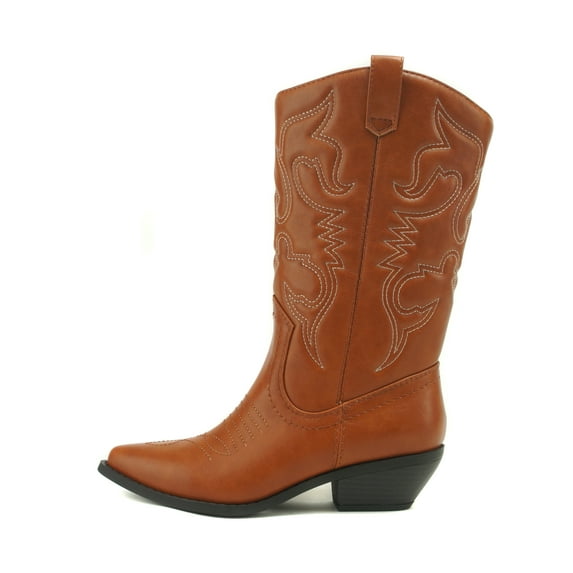Western Cowboy Pointed Toe Knee High Pull On Tabs Boots
