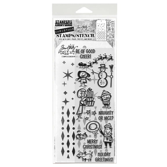 Tim Holtz Mixed-Media Stamps & Stencil-Christmas Cartoons