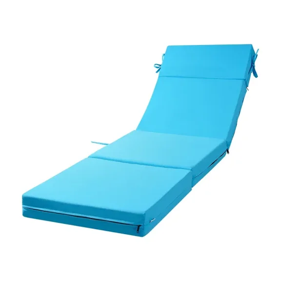 Waterproof Fade Resistant Teal Outdoor Lounge Chair Cushions Set of 2 Thick 72 x 21 x 4 in Pool Deck Patio Sun Lounger Pads with Ties