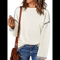 thumbnail image 1 of Suéteres para Mujer, Cuello Redondo Liso, Corte Holgado, Larga, Punto en Contraste, Jersey, Tops M, 1 of 9