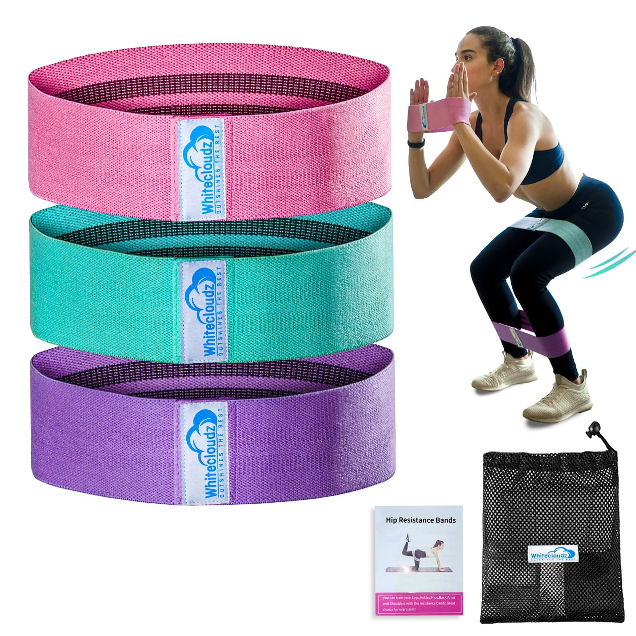 Hip Thigh Glute Bands Non Slip Fabric Resistance Bands for Legs and Butt Set 