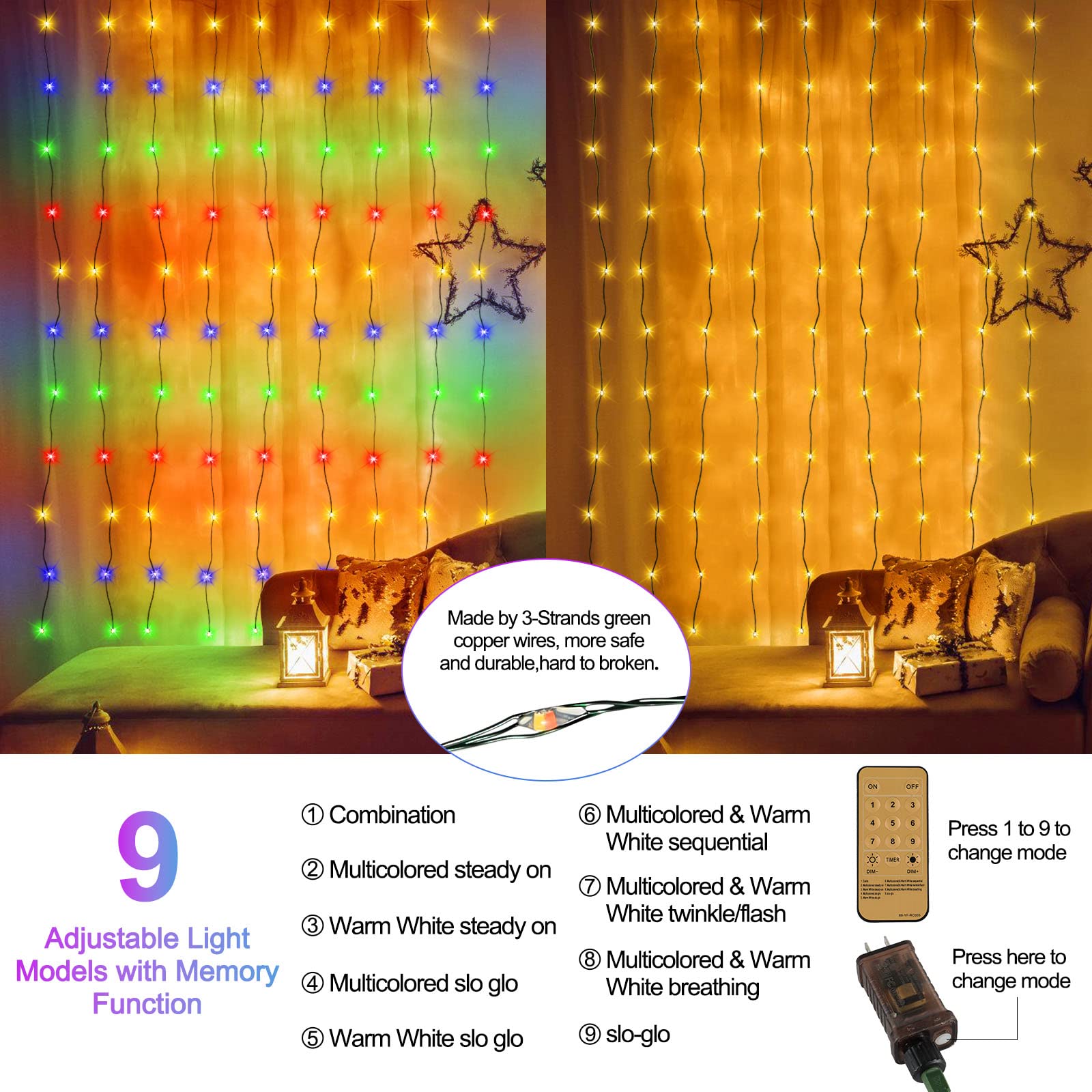 1pc 99Ft 300 LED Lights String, 18 Colors Changing RGB Fairy String Light  Plug In With 300 LED, IP68 Waterproof Multicolor Tube Light With Remotes For