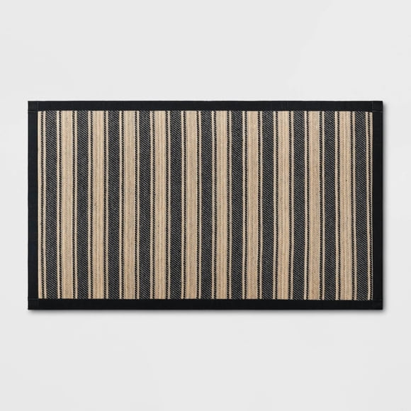 Threshold Vintage Striped Kitchen Rug, 34” x 20”, Black/Brown, Machine Washable, Non-Slip Backing