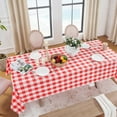 thumbnail image 2 of Gingham Checkered Rectangle Tablecloth - Waterproof Buffalo Plaid Table Cloth Stain Resistant Washable Table Cover for Picnic/Camping/Outdoor - Red and White, 60 x 120 Inch, 2 of 5