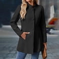thumbnail image 5 of ClodeEU Women's High Neck Long Sleeve Mid Length Wool Blend Coat,Casual Loose Coat with Pockets Black,Women's Plus XXL, 5 of 5