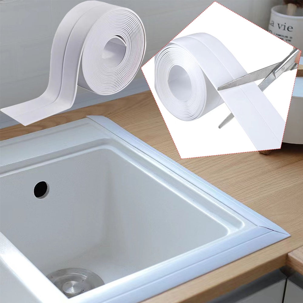 Caulk Strip,SelfAdhesive Caulking Tape,White PVC Waterproof Mildew