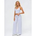 thumbnail image 6 of IBTOM CASTLE Womens Workout Sets 2 Piece Spaghetti Straps Crop Top Straight Leg Yoga Pants Yoga Pilates Outfits White, 6 of 7