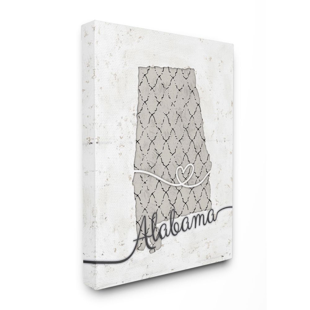 Stupell Industries Alabama Patterned Grey US State Design Canvas Wall Art by Ziwei Li