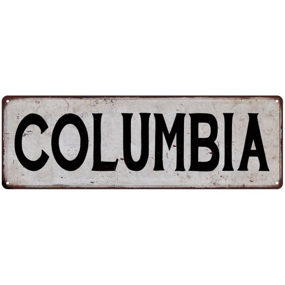 COLUMBIA Vintage Look Rustic Metal 8x24 Sign City State 108240041174
