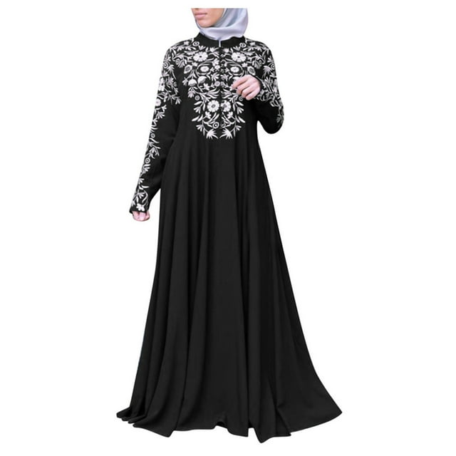 Outfmvch Robe Maxi pour Femmes Robe Noire Grande Taille Robes Formelles pour Femmes Petite Robe Noire Couleur Unie Surdimensionnée Manches Longues Col Rond Léger Noir 5TG