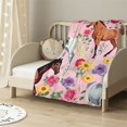thumbnail image 2 of nygtbtfer Horse Flannel Throw Blanket for Sofa Couch Kids Throw  Cute Animal Horses Flowers All Season Bed Blanket Room Decorations Horse Lovers Fuzzy Blanket Farmhouse Pink Plush Blanket 50x60in, 2 of 6