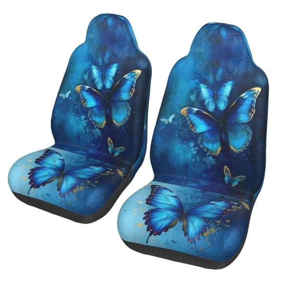 KAKALAD Blue Butterfly 04 Car Accessories Seat Covers Set Vehicle Seat Covers Universal Front Seats Protector 2 Pcs