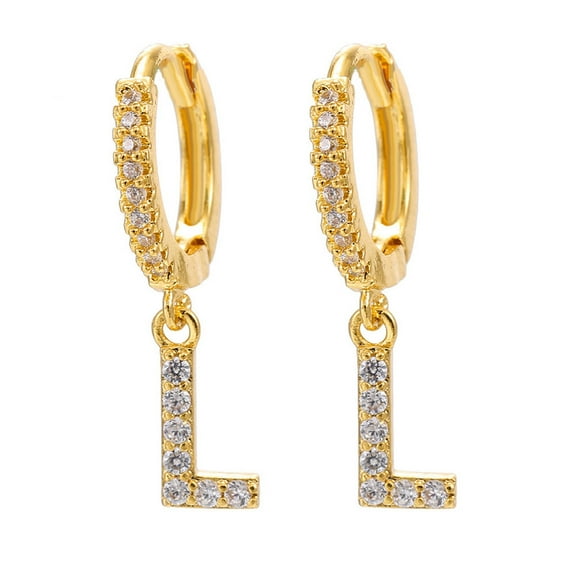 Augper Dainty Gold Plated Initial Hoop Earrings Letter Alphabet Dangle Earrings Fashion Sparkly Rhinestone Letter Initial Pendant Drop Earrings For Women Valent