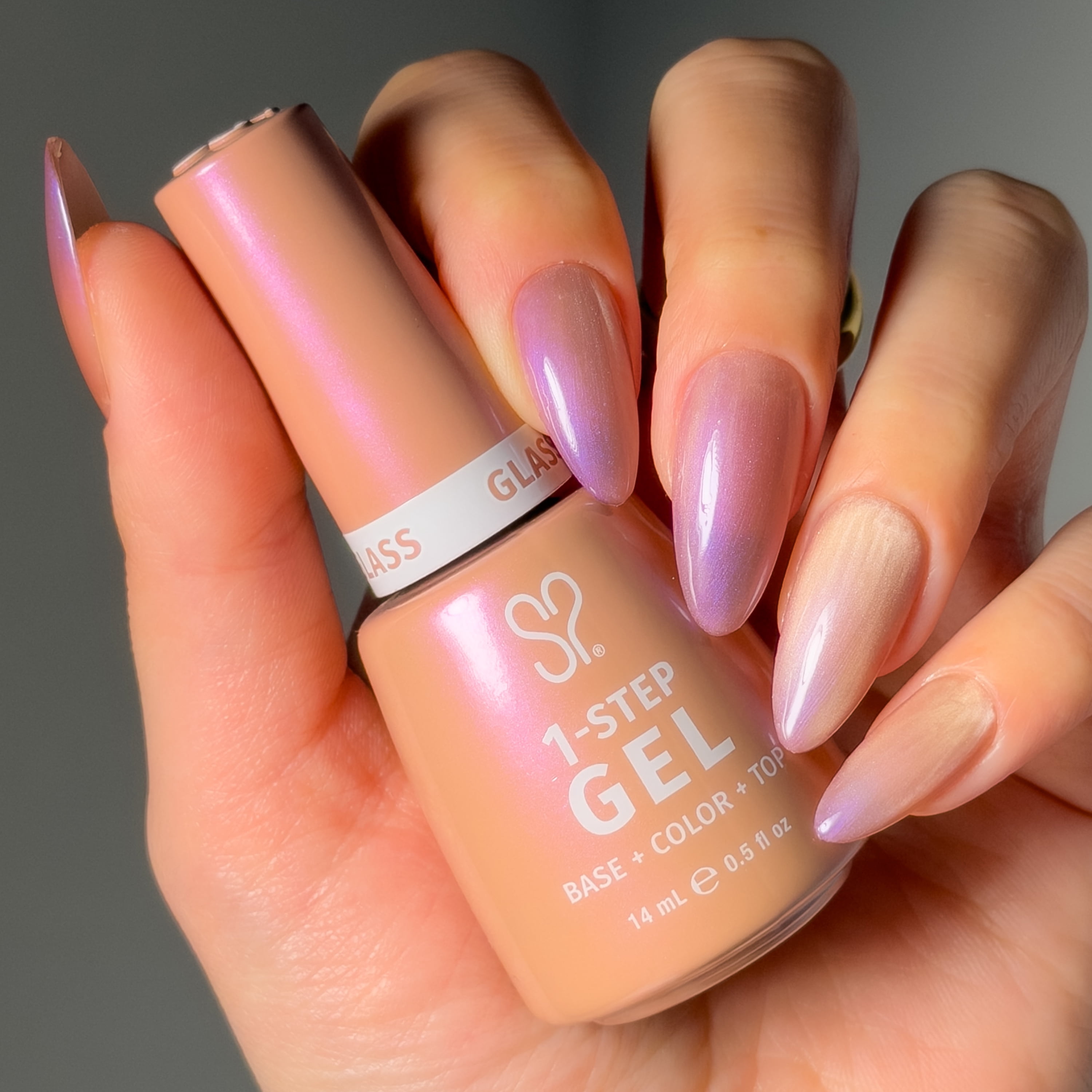 Salon Perfect Glass One Step Gel + Magnet Tool, Pink Nail Polish, 0.5 fl oz