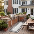 thumbnail image 3 of SAFAVIEH Courtyard Ercan Bordered Indoor/Outdoor Runner Rug, Ivory/Black, 2'3" x 10', 3 of 11