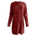 thumbnail image 3 of Womens Dresses Long Sleeve Knit Sweater V Neck Mini Zipper Sweater Casual Dress Red XL, 3 of 3
