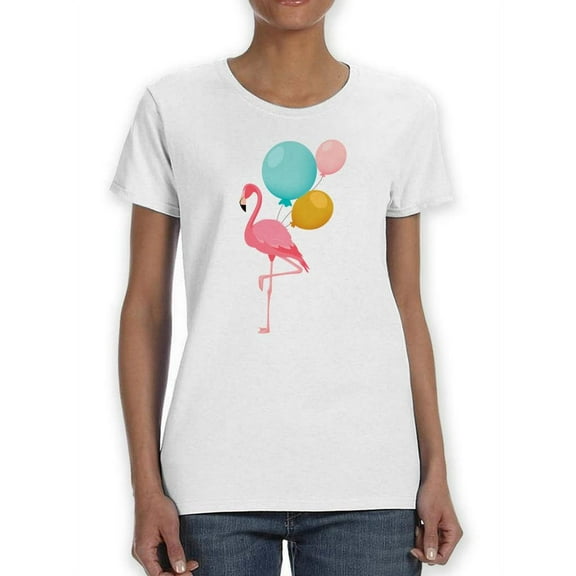 Flamingo With Balloons T-Shirt Women -SPIdeals Designs, Female 5X-Large