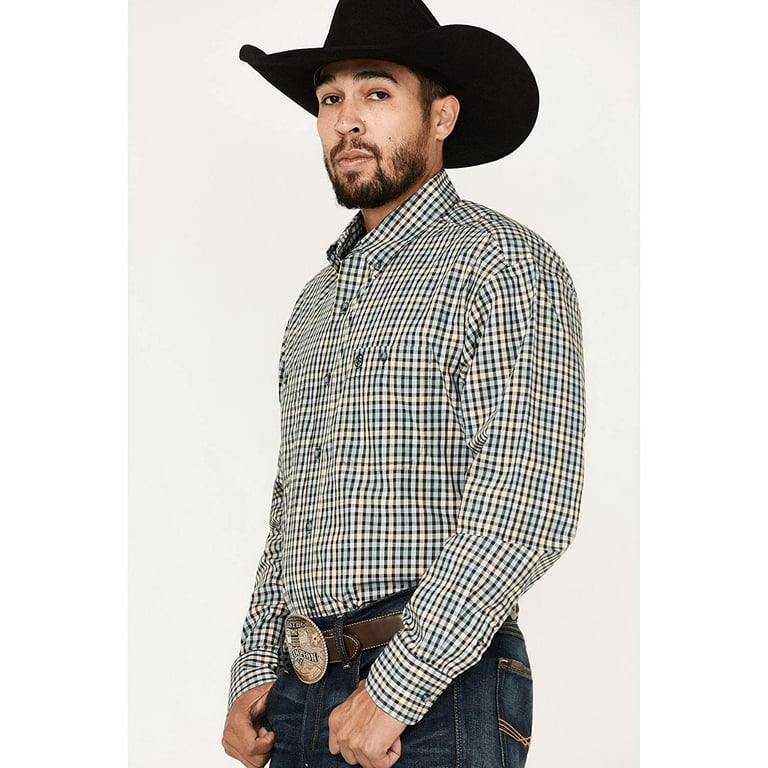 Wrangler Men's George Strait Plaid Button Down Long Sleeve Shirt