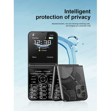 2024 SERVO Flilo9 3G WCDMA Cellphone Foldable 2 SIM Card Speed Dial Blacklist Type-C Flip Mobile Phone 2.6“ Displa
