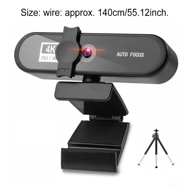 Caméra Web d'Ordinateur à Mise au Point Automatique HD USB en Ligne Réglable Caméra PC avec Microphone Filaire de Remplacement Caméra Web Externe Caméscope Noir 4K