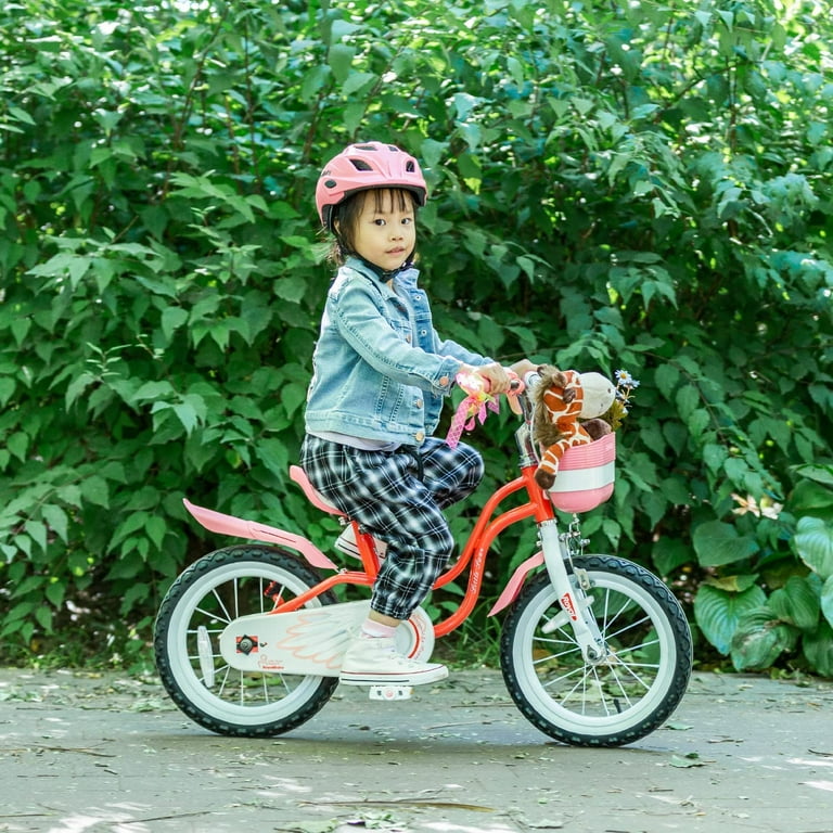 Royalbaby Little Swan Red 18 Girl s Bicycle with Training Wheels and Basket