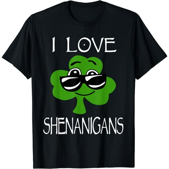 Kids Shenanigans St Patricks Day Boys Girls Shamrock T-Shirt