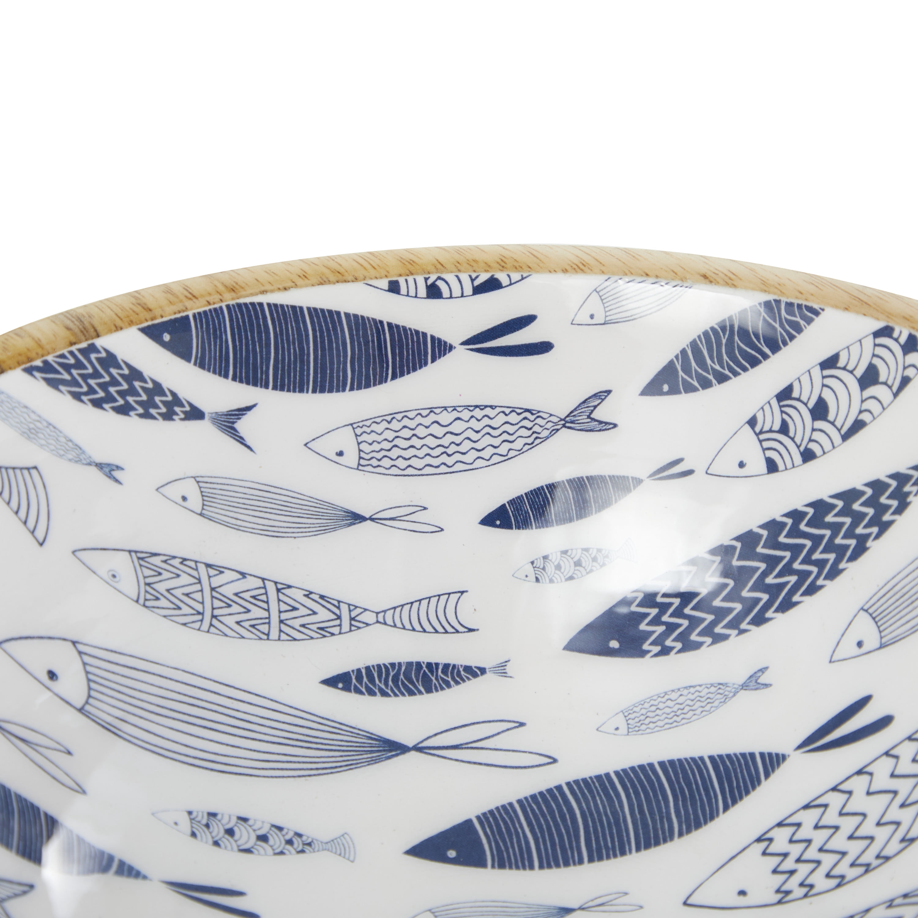 DecMode 9", 7"W Handmade Round Nesting Blue Mango Wood Decorative Bowl, Set of 2