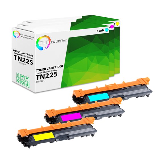 TCT TN225 Color Toner Cartridge 3 Pack - Compatible Replacement for Brother TN-225 TN225C TN225M TN225Y High Yield Works With Brother HL-3140 3150 3170 MFC-9130 9140 DCP-9020 Printers (C M Y)