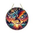thumbnail image 2 of YiJuHui 1pcs Dragon Suncatcher Stained Glass Window Hanging with Hand Painted Fire Design for Home Office Decor Gift, 2 of 6