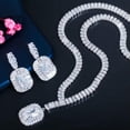 thumbnail image 6 of Dainty Dark Blue Cubic Zircon Baguette Necklace Earrings Women Party Jewelry Set, 6 of 8