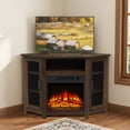 thumbnail image 3 of Farmhouse 45-Inch Electric Corner Fireplace TV Stand for TVs up to 55", Media Console Table with Adjustable Shelves, Metal Mesh Design, 3 of 12