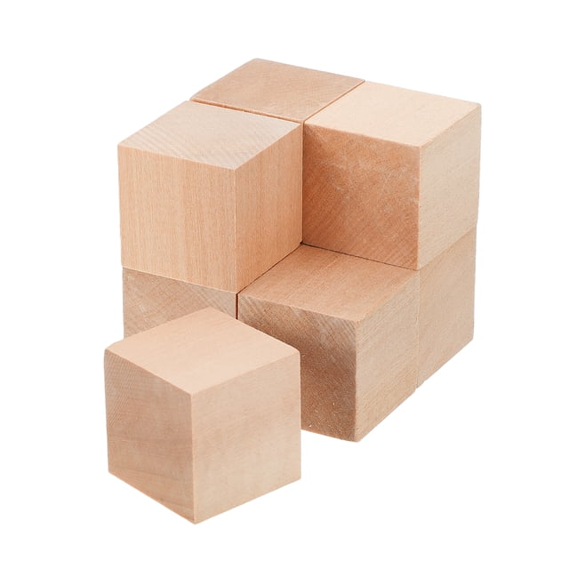 Uxcell 8Pcs Bloque de madera de tilo para tallar 1.2"x1.2"x1.2" Bloques de madera cuadrados para bricolaje