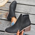 thumbnail image 3 of EKVAHL Ankle Booties for Women Cutout Casual Low Heeled Ankle Boots Comfortable Chunky Heel Dressy Booties Side Zipper Elegant Walking Short Boots, 3 of 4